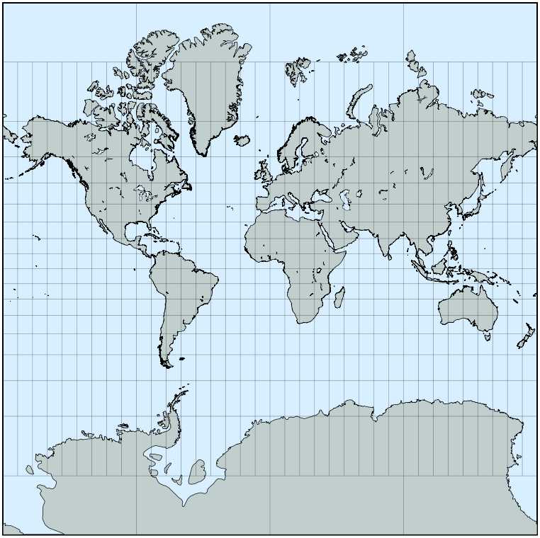 proyección cilíndrica conforme de Mercator